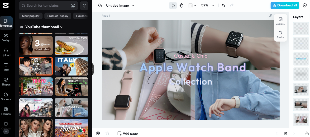 Design template showcasing Apple Watch Band collection for digital content creation with casual and chic styles.